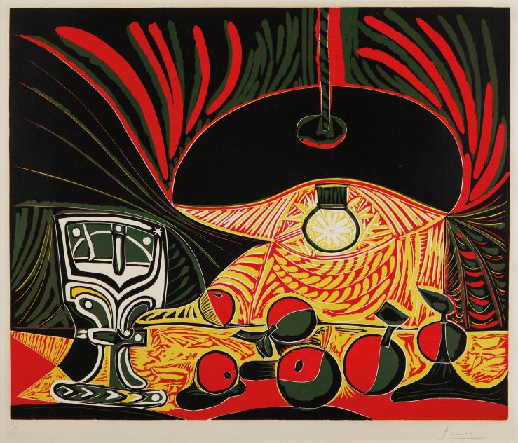 3 A Picasso_s 1962 linocut print “Still Life with Glass under the Lamp” sold to an online bidder for $250,000 last month. 2017.4