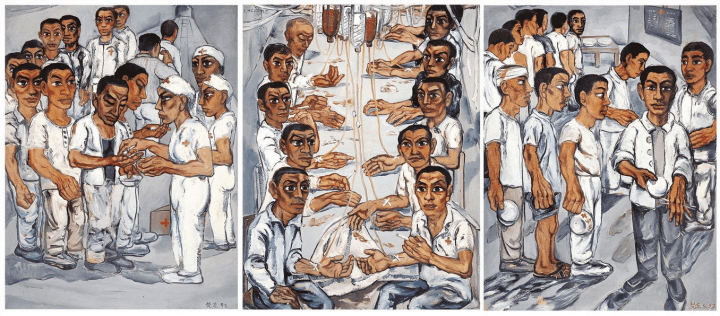 4 《协和医院系列之三》（三联作） 150×115cm×3 布面油画 1992